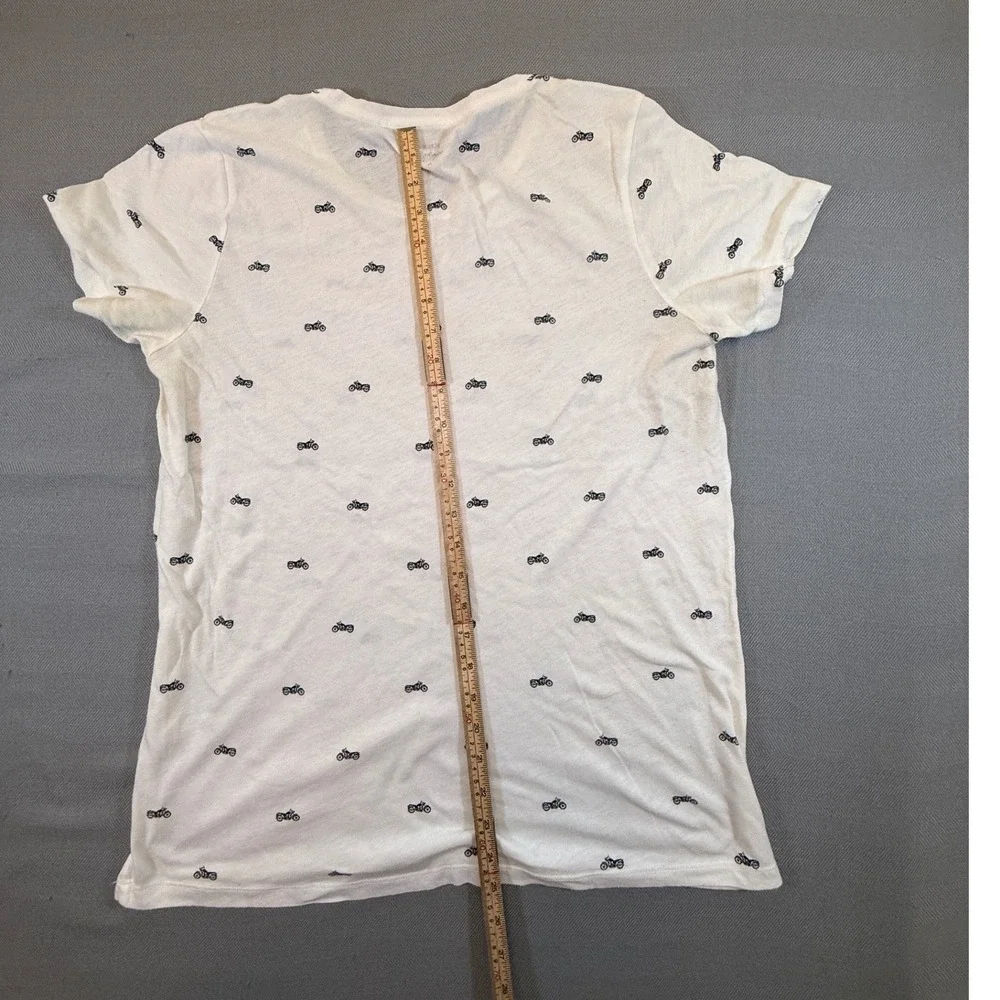 J.Crew Collector Tees Men XL White Motorcycle Print Short Sleeve Crew Neck  2096